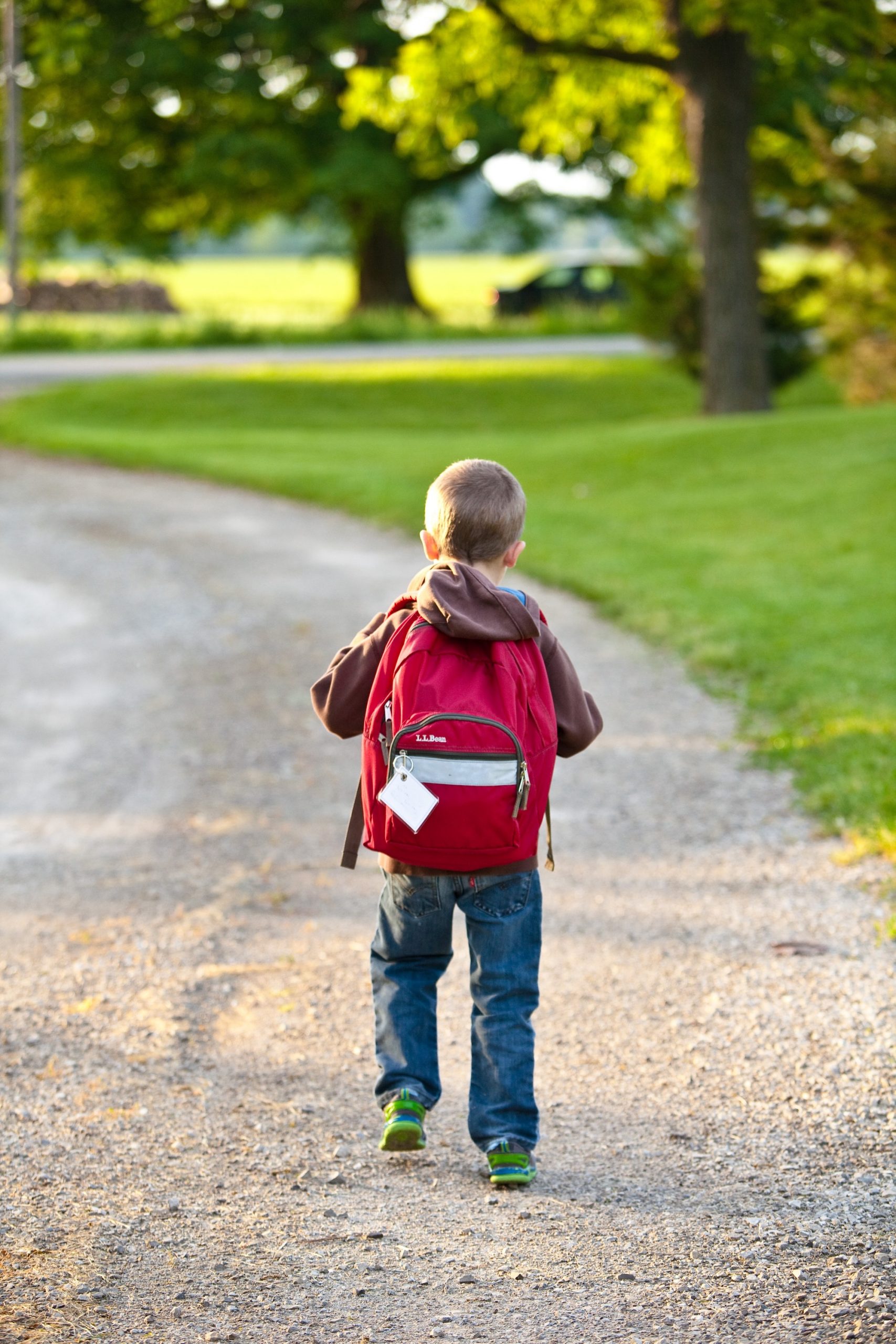 Kid wearing backpack back to school