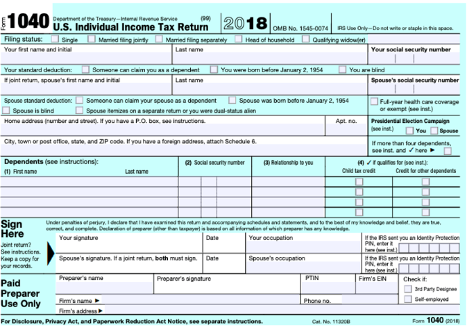 Irs releases form 1040 draft and it looks very familiar 2018 form 1040 p1