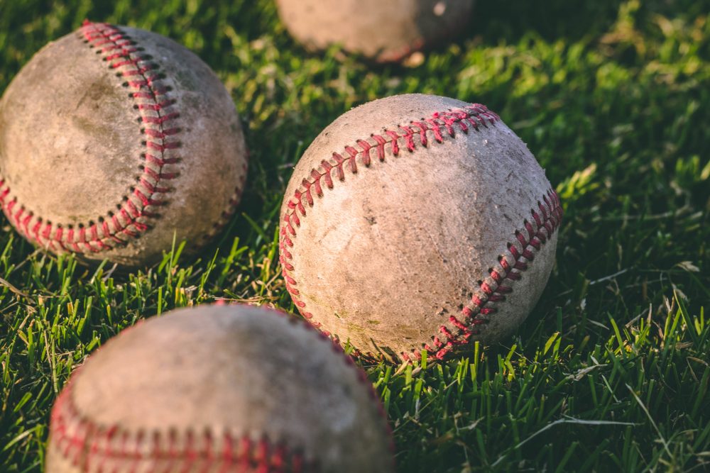 Baseballs close up