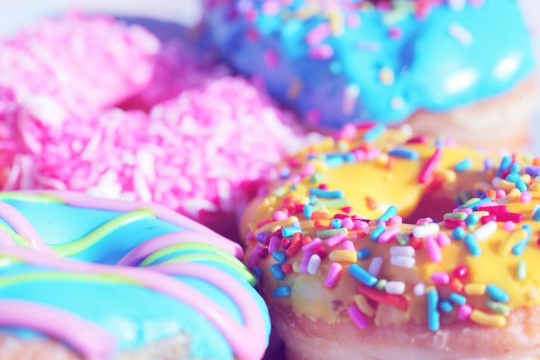 brightly colored doughnuts