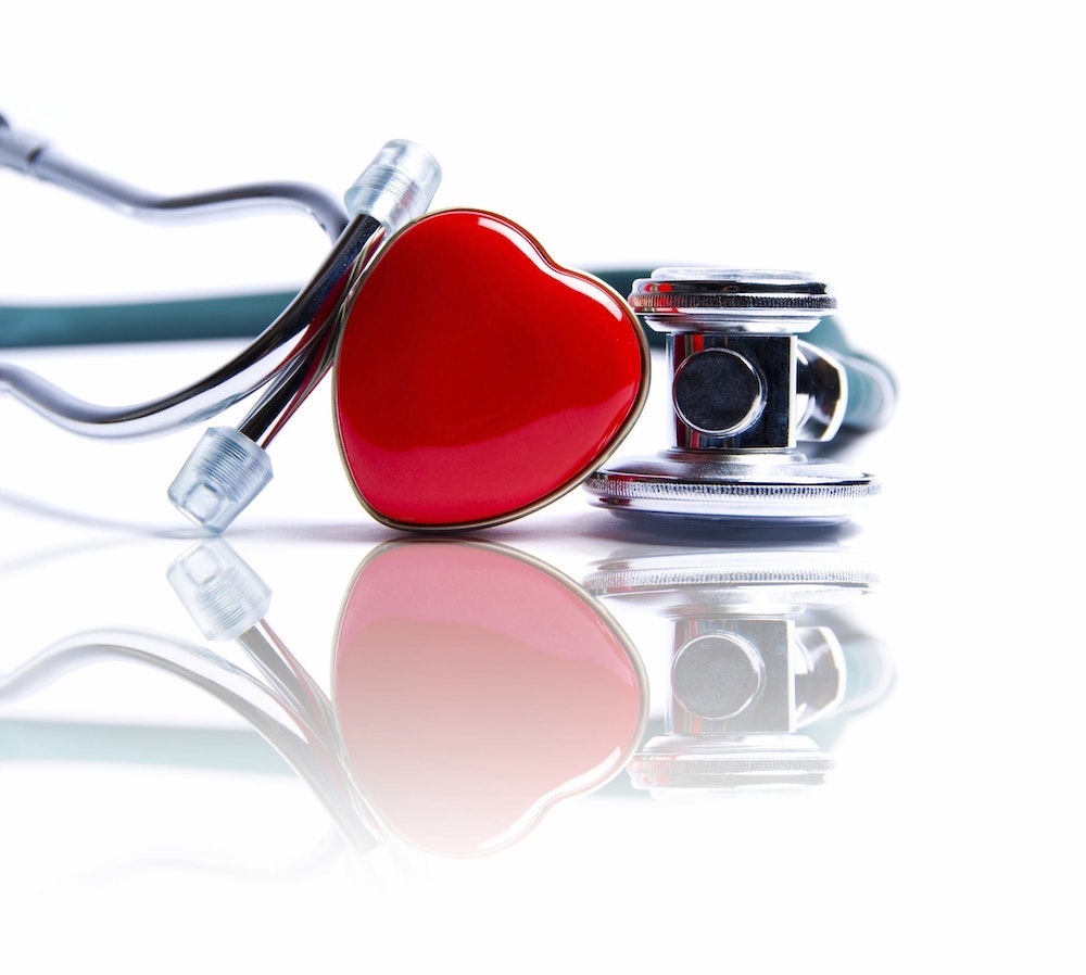Red and black stethoscope