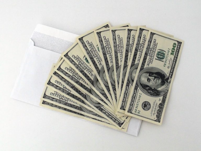 Cash on envelope