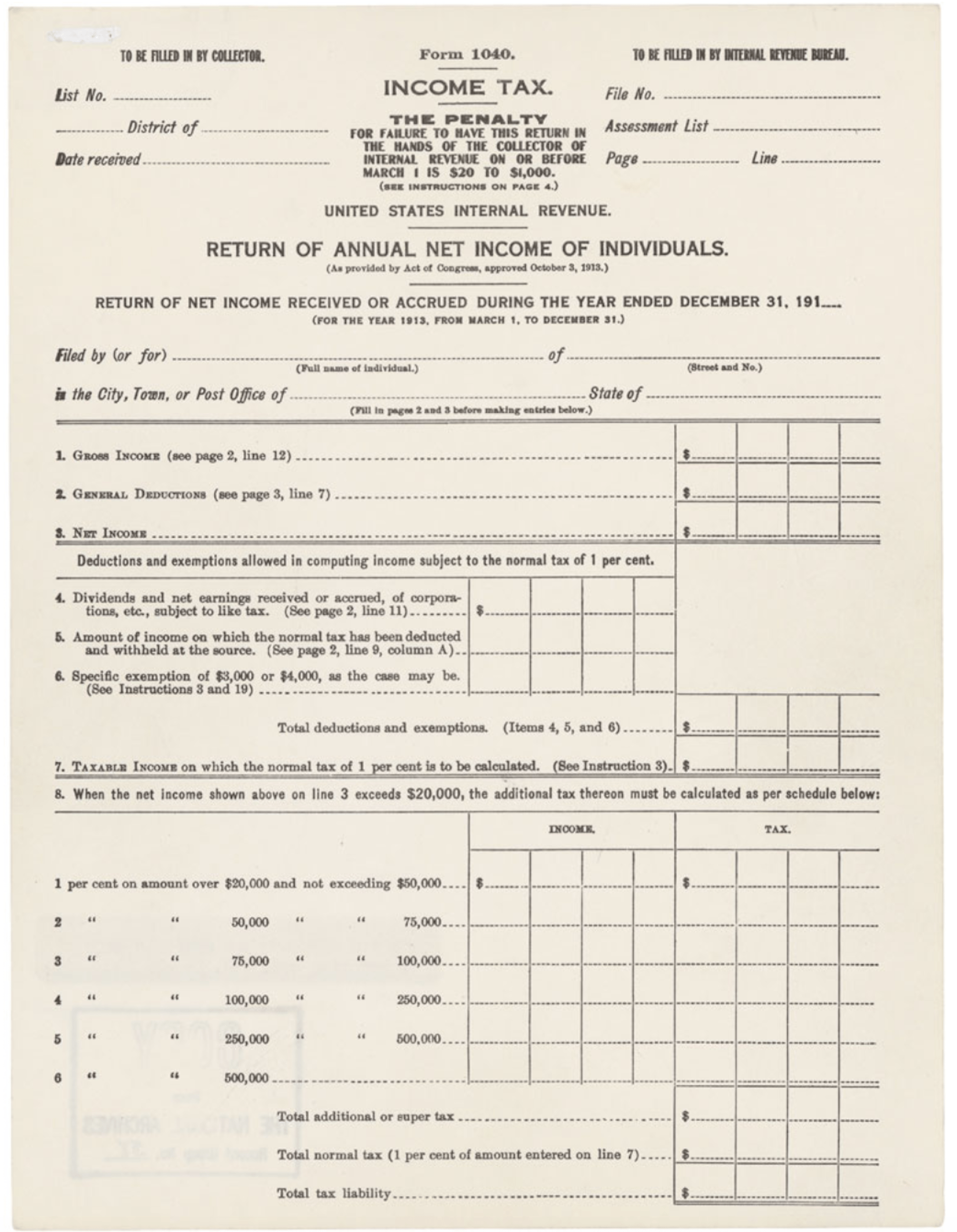 1913 income tax return