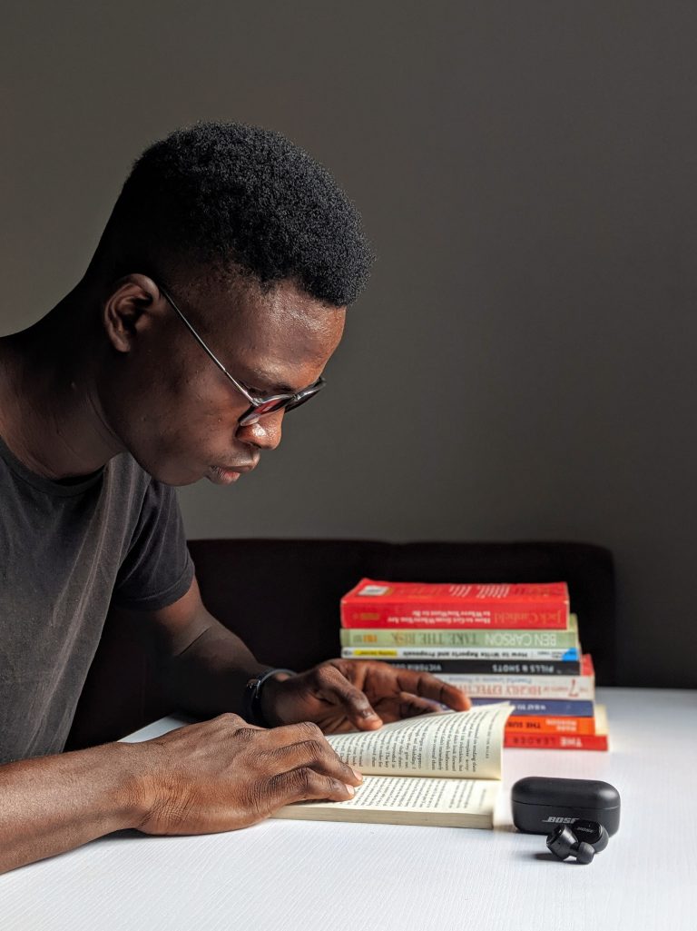 man studying