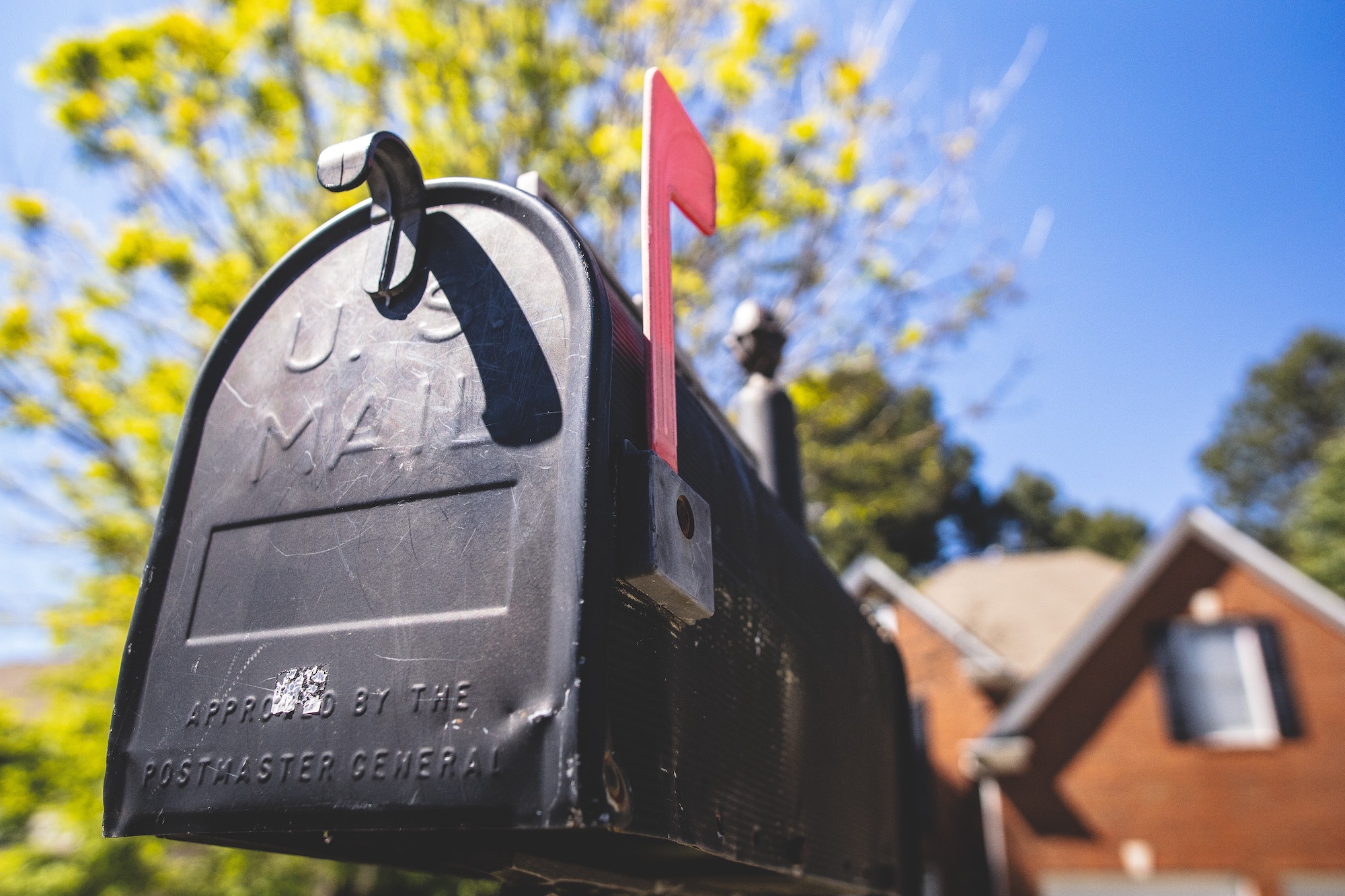 Mailbox with flag up