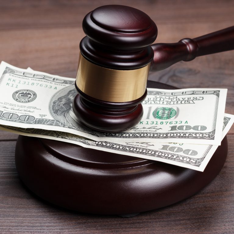 Gavel with money