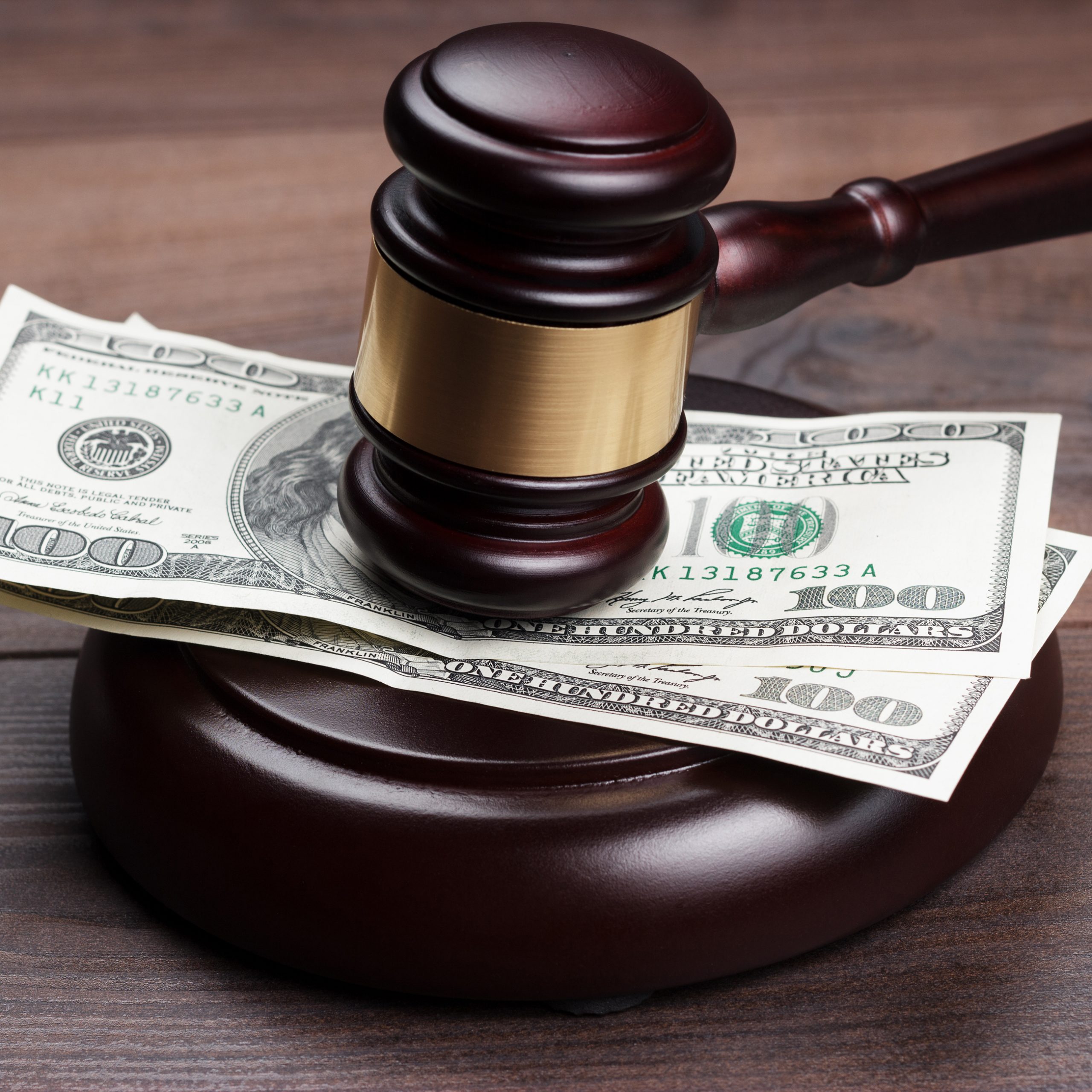 Gavel with money