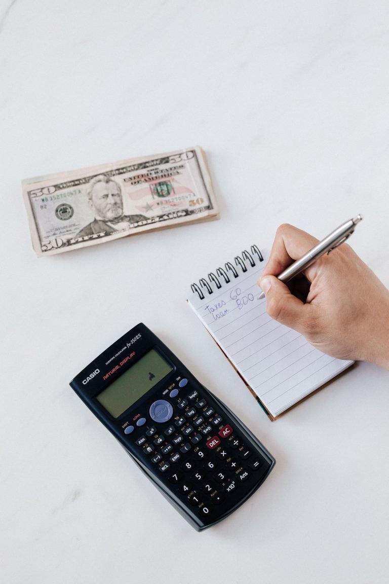 money, calculator, notes