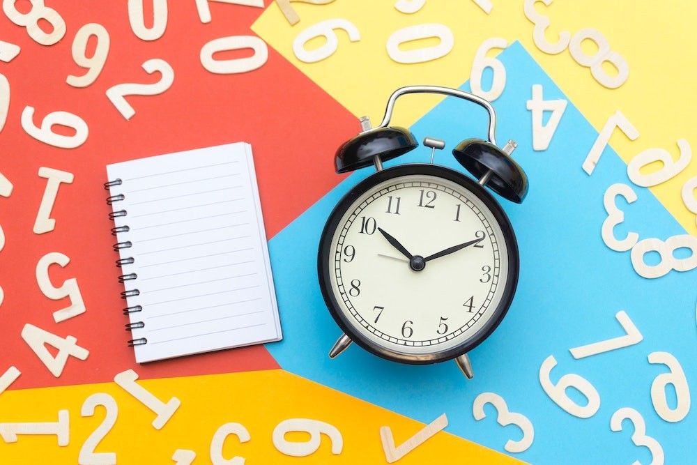 Alarm clock and notebook