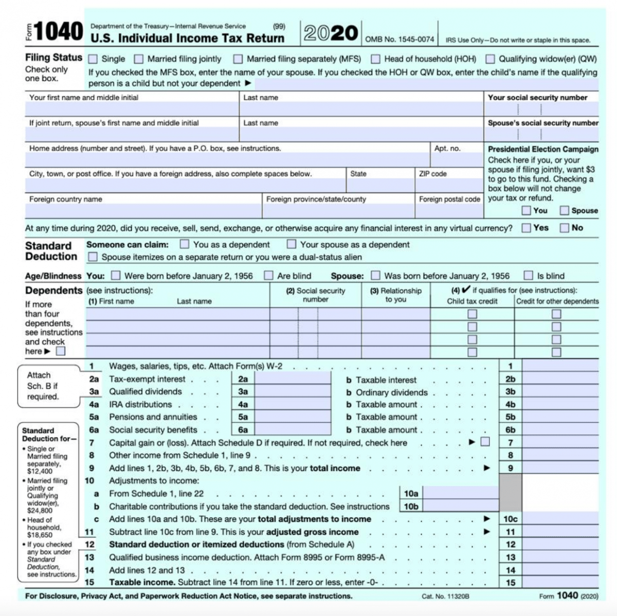 Irs 2022 Form 1040 Schedule 1 Irs Releases Form 1040 For 2020 Tax Year | Taxgirl