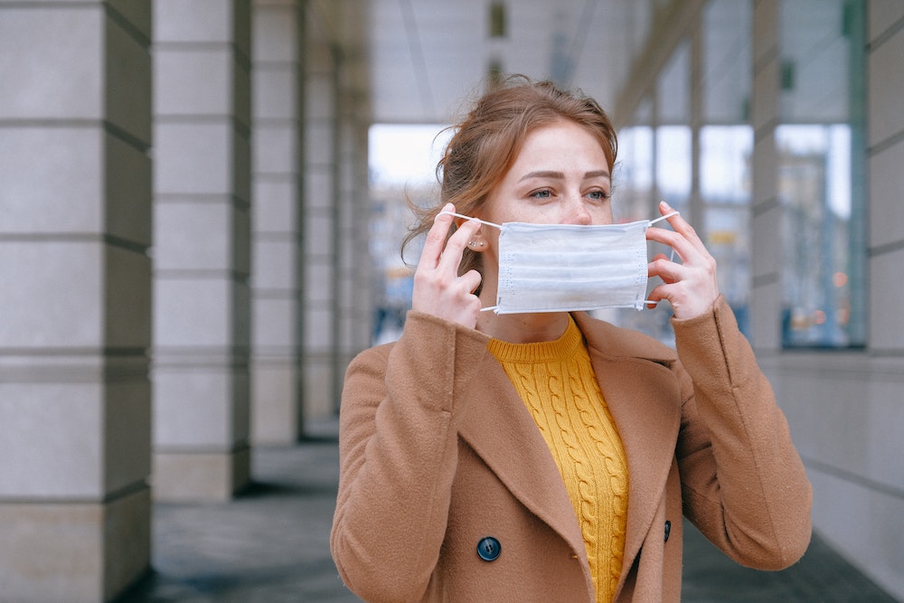 Woman with covid mask