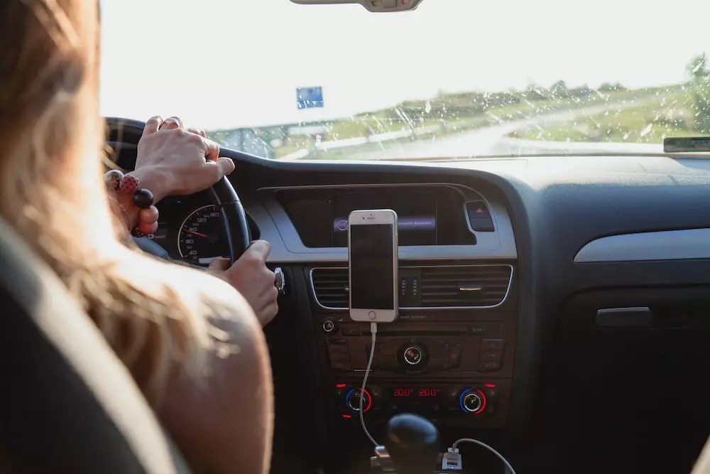 smart phone inside of a car