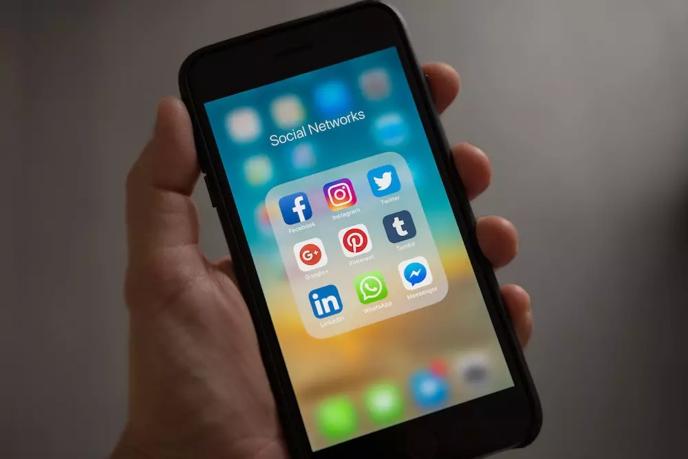 Smart phone with social media icons