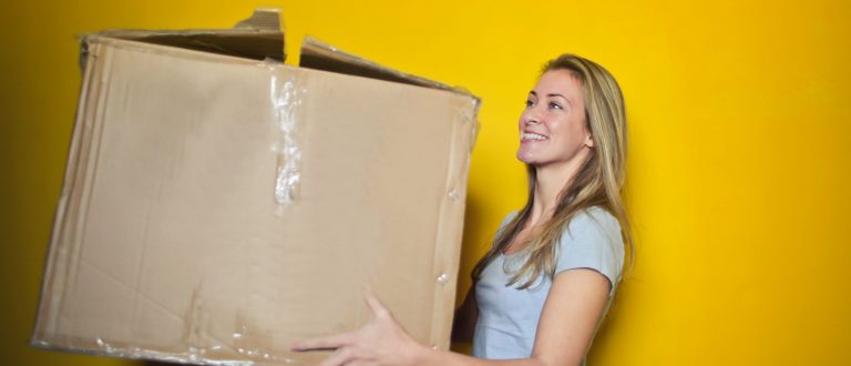 Woman with moving box