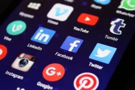 social media icons on phone