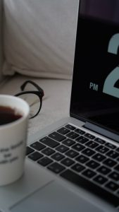 Person using a laptop to access an online account