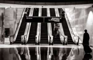 Escalators in an airport