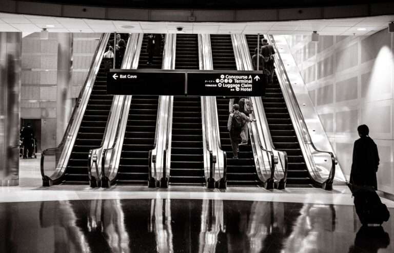 Escalators in an airport