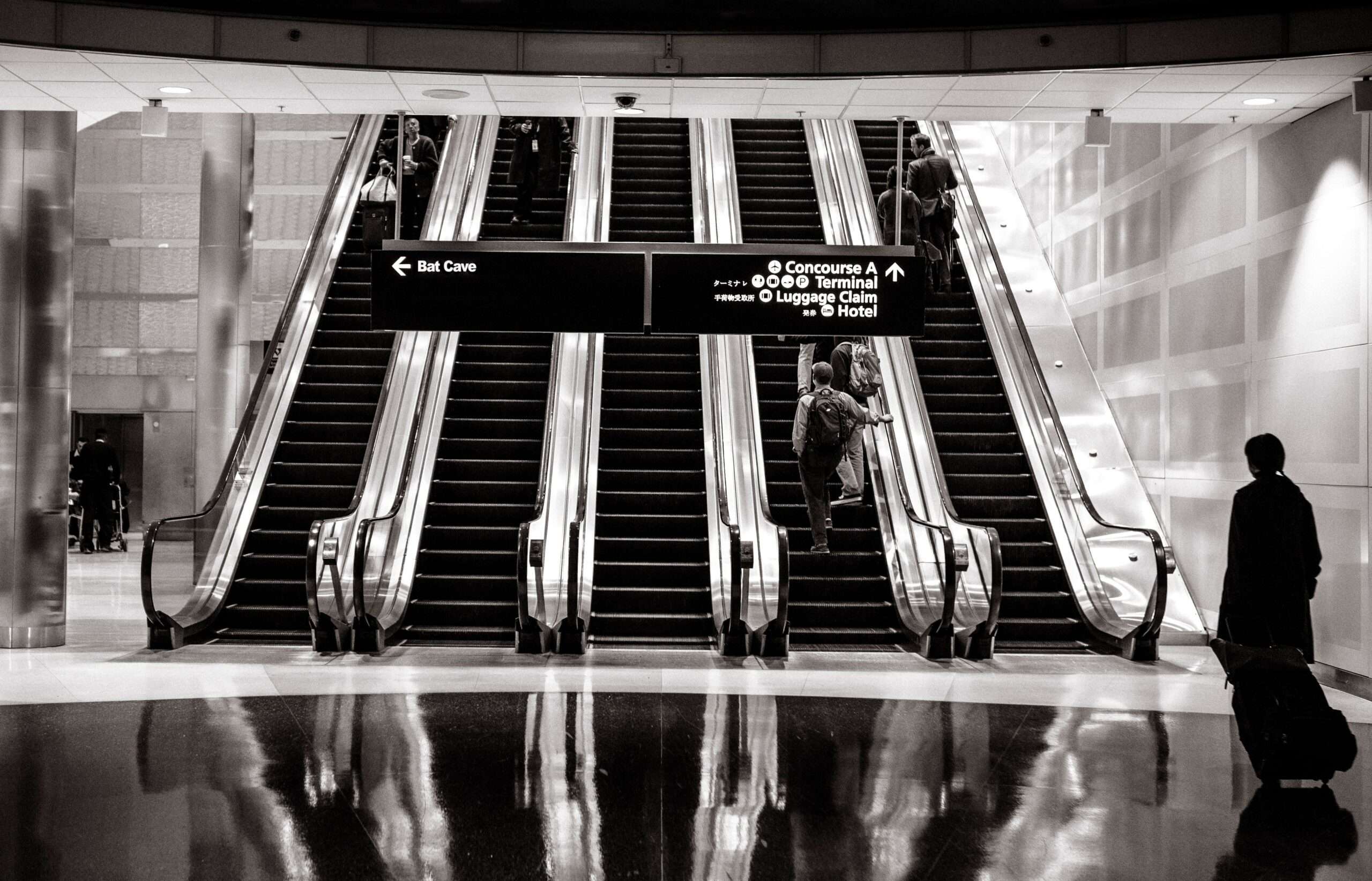 Escalators in an airport