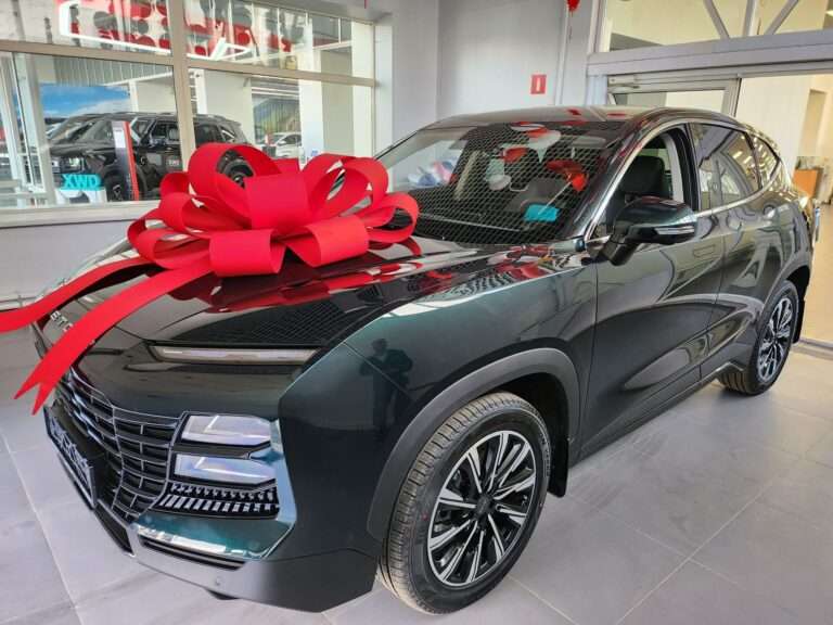 new car with a bow