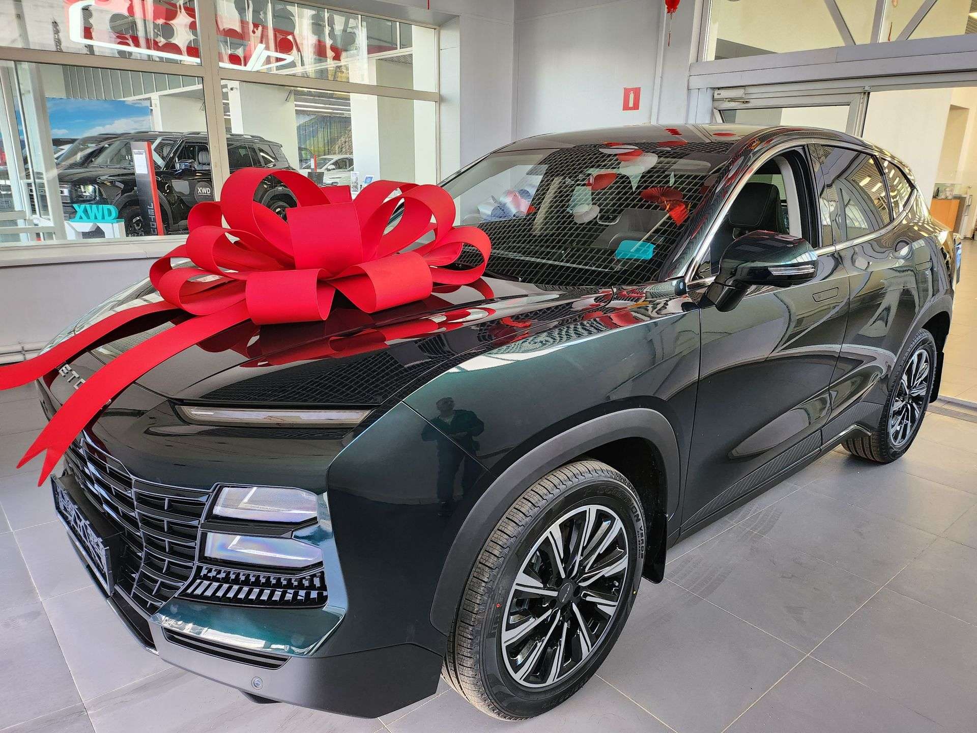 New car with a bow