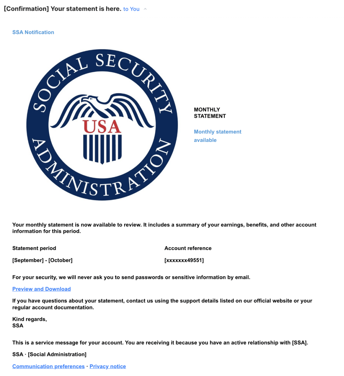 Fake social security statement scam targets your computer | taxgirl Social security scam email