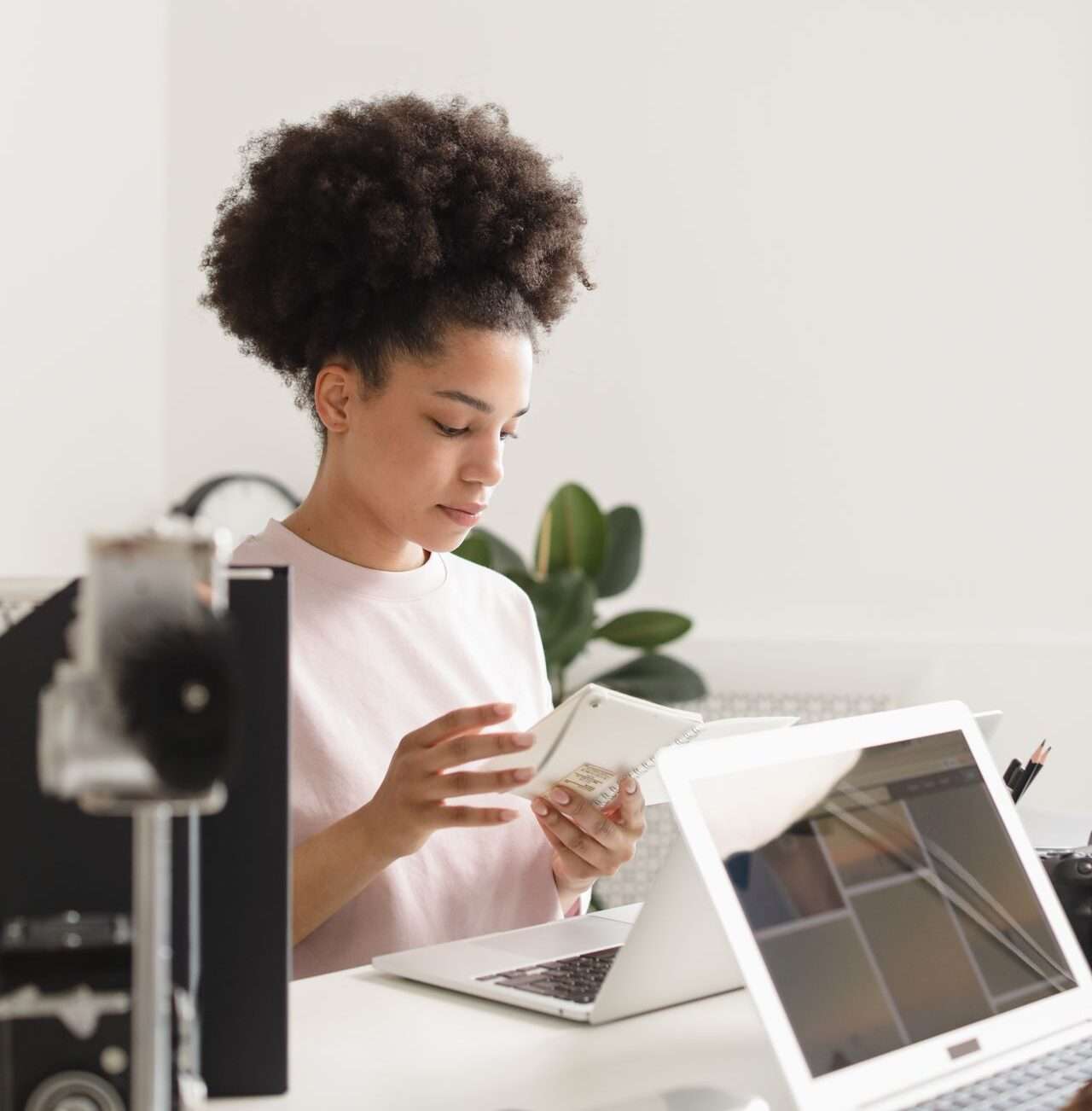 Creator at a desk